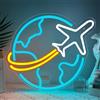 SONGYUNEON Terra Neon Sign Airplane World LED Sign for Wall Decoration Ice Blue Neon Lights USB dimmerabile per camera da letto Teen Room Man Cave Church Christmas Party Decor Xmas Blessing Kids Birthday Gifts