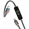 cellularline cavo telato da USB-C a USB-C Powerview IQ con un display TFT integrato, supporto per Power Delivery fino a 240 W e una lunghezza di 120 cm, nero