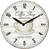 DRW Coffee Shop Orologio da parete rotondo in legno bianco e nero 29 x 29 x 3,5 cm