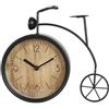 DRW Orologio da tavolo di una bicicletta in metallo nero e bianco invecchiato 21,5x24x4,5 cm