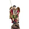 DRW Figura Arcangelo San Michele con Armatura Protettore contro il male Modello di polizia, Soldati, difensori, Chiesa militante in Resina Dipinto a Mano 14x14x30 cm