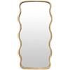 DRW Specchio da pavimento o parete con forma moderna ondulata legno naturale e noce, 170 x 76 x 3,5 cm