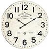 DRW Orologio da parete rotondo Cafe in legno bianco invecchiato e nero 60 x 60 x 3,5 cm