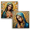 DRW Set 2 quadri quadro vergine pregando glitter con cornice dorata 80x2x82 cm