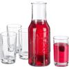 Relaxdays Caraffa in Vetro con 4 Bicchieri, Set Cucina e Tavola, Bottiglia 1,5 Litro, Senza Tappo, Brocca, Trasparente