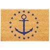 Relaxdays Zerbino Ingresso Casa, 40x60 cm, Tappeto con Ancora e Stelle, Antiscivolo in Fibra di Cocco, Naturale Blu