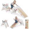 FANTASK Triangoli da arrampicata per interni, set da 3 pezzi, struttura pieghevole in legno con scivolo, rampa e scaletta, con set di mattoncini da costruzione, triangolo per bambini dai 3 anni in su