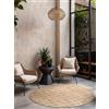 Ted Baker Tappeto in tessuto piatto Crouch rotondo, adatto per esterni, facile da pulire, per soggiorno, terrazza, sala da pranzo, balcone, bianco, diametro 160 cm