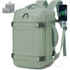 BAGZY Zaino Ryanair 40x20x25 Zaino da Viaggio Aereo Bagaglio a Mano 20L Zaini 40 x 20 x 25 cm Zaini Lavoro Uomo Zainetto Impermeabile per PC Portatili 14 Pollici per Scuola Trekking Donna Verde