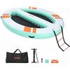 VEVOR Pontile Galleggiante Gonfiabile 3,05 x 2,44 m, Piattaforma Galleggiante per Piscina Spiaggia Mare Feste Sport Acquatici con Tenda Scala Borsa da Trasporto Portatile Scaletta Rimovibile, Blu