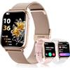 SLOKSFil Smartwatch Donna con Chiamate Bluetooth, 1.83 Fitness Orologio Smartwatch 3 Cinturini Frequenza Cardiaca SpO2 Pressione Sanguigna IP68 Impermeabile Sonno 120+ Modalità Sportive (Oro Rosa)