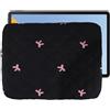 nplaseta Custodia PC Portatile 13 pollic Custodia per Laptop con Fiocchi Ricamati Graziosa Borsa per Laptop Compatibile con MacBook Air/Pro Retina Notebook da 13-13,3 Pollici (Nero)