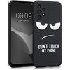 kwmobile Cover Compatibile con Samsung Galaxy A13 4G - Custodia in Silicone TPU - Cover Protettiva Soft Case - Don't touch my phone bianco/nero
