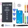 OnlyTech Batteria di ricambio Premium per iPhone 12 & 12 Pro - 2815 mAh, identico all'originale, kit 12 strumenti professionali e adesivo schermo inclusi