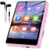 SWOFY Lettore MP3 da 128 GB con touch screen Bluetooth 5.3-2,4 pollici, suono HiFi, altoparlante integrato, funzione registrazione, radio FM, può essere esteso a 512 GB (rosa)
