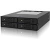 Icy Dock Gabbia backplane, rack mobile, enclosure rack in metallo hot swap per 4 SSD o HDD SATA/SAS da 2,5 in 1 alloggiamento da 5,25 - ICY DOCK ToughArmor MB994SP-4SB-1