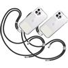 TBOC 2X Cordino Catenella Laccio Strap Porta Cover [Nero] con Toppa Plastica [Bianco Ice] per Telefono Cellulare Collo - Tracolla Catenina con Cordini da Cellulari Accessori Universale Laccetti