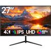 Gawfolk Monitor 27 Pollici 4K Ultra HD, IPS 3840x2160, 60Hz, Design Senza Bordi, per Home Office e Business, Connettività DP/HDMI, Montaggio VESA 75x75mm
