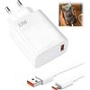 Hobeiy Caricabatterie rapido da 33 W per Xiaomi, con cavo USB C da 1.5 m, per adattatore da 33 W per Xiaomi Redmi Note 14 Pro,15T 15 14 Poco X7 Pro F7 Ultra, disponibile per altre marche.
