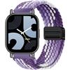 GIOPUEY Cinturini Magnetica Compatibile con Redmi Watch 5 Lite, Cinturino in Morbido Nylon Intrecciato [Unisex] [Traspirante] - Purple/White