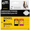France Toner 304XL - Cartuccia Compatibile per HP 304 Nero e Colori XL - per Inchiostro HP 2600 Deskjet 2620 3720 3760 2625 2630 2635 2655 3700 3720 3755 Envy 5010 5020 5030 5032 (304XL confezione da 2)