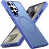 Knrlqim Custodia Magnetica per Samsung Galaxy S24 Ultra, Compatibile con MagSafe, PC Silicone Cover Traslucido Opaco, Case Protezione Fotocamera & Pulsanti Metallo, Antiurto Antiscivolo Slim, Blu