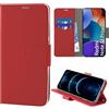 N NEWTOP Cover Compatibile con REDMI NOTE 12 PRO PLUS 5G, HQ Lateral Custodia Libro Flip Chiusura Magnetica Portafoglio Simil Pelle Stand Protezione Completa Case TPU Anti Urto Guscio Base (Rosso)