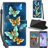 Haninsuze Cover per Honor 9 Lite Custodia Cover Pelle Libro Portafoglio con Porta Carte Magnetica Protezione Antiurto Cuoio Flip Case Custodia Cover per Honor 9 Lite, farfalla dorata