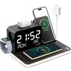 BLKE S Caricabatterie wireless 7 in 1 con orologio, temperatura e data, compatibile con iPhone 17/16/15/14/13 Pro Max, AirPods e Apple Watch, compatibile con Samsung S25/S24, luce notturna regolabile, 33W