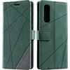 SONWO Cover per Oppo Find X2 Neo, Flip Caso in PU Pelle Case Cover Portafoglio Custodia per Oppo Find X2 Neo, [Kickstand] [Slot per Schede], Verde