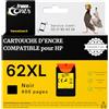 France Toner - Cartuccia d'Inchiostro Compatibile 62XL Nero con HP 62 XL - Alta Resa fino a 600 Pagine - per HP Envy 5540 5542 5543 5544 5545 5546 5547 5548 All in One 5640 5642