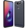 FanTing Cover per ASUS Zenfone 6 ZS630KL, Custodia Protezione in Morbida Silicone TPU, durevol, Anti Shock, Custodia per ASUS Zenfone 6 ZS630KL -Blu Scuro