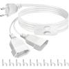 CHEVVY Prolunga cavo di alimentazione 150 cm, cavo di prolunga spina europea 2 in 1 con interruttore indipendente, prolunga da 1 a 2 euro, 0,75 mm², max. 2,5 A/250 V, per TV PC, monitor monitor