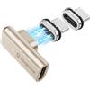 Magtame Adattatore USB-C Magnetico 90° Piatto 240 W, 40 Gbps,24 Pin,2 Punte | Magnete forte, ricarica 5 A, video 4K/60Hz; si aggancia facilmente e aiuta a ridurre strattoni, per tablet, laptop e console