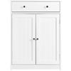 Yaheetech Armadietto da Bagno Autoportante, Mobile da Terra con Ripiano Regolabile Bianco, 80 x 60 x 30 cm, Mobiletto in Legno con 2 Ante e Cassetto, Armadio da Ingresso Portaoggetti