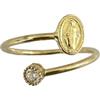 De Bussy Anello della Vergine Miracolosa in Argento Sterling e Zirconi Coperto Oro 18kt, Argento