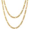 FOCALOOK Collana Uomo Oro Placcato 18K 5 mm Figaro Catena Punk Hip Hop Rapper Acciaio 55cm