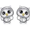 AXELUNA Simpatici orecchini gufo per donne uomini S925 argento Sterling gufo orecchini orecchini carino animali gioielli regali di compleanno per donne figlia sorella, Normal, Argento sterling,