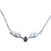 BENFLK Collana da donna minimalista cristallo corna ciondolo cervo collana s925 argento sterling corna di alci, Argento sterling