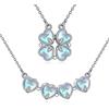 YFN Collana quadrifoglio per donna Ciondolo convertibile a forma di cuore in pietra di luna in argento sterling