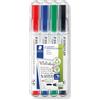 STAEDTLER Lumocolor 341 Whiteboard Compact - 4 colori, 1,0-2,0 mm | Inchiostro cancellabile a secco, senza residui su vetro & porcellana - DRY SAFE - Art.-Nr. 341 WP4