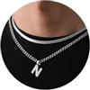 Esmoly Collana Uomo in Argento, Oro, Nero - Catena Cubana con Lettere A-Z in Acciaio Inossidabile 316L - Stile Serpente Doppia, Regalo Ragazzo