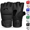 AQF Guanti MMA- Palmo Aperto Ecopelle Guantoni da Boxe- MMA Gloves Per Sacco Da Boxe Allenamento- Guanti Muay Thai Per Kickboxing, Karate, Pugilato, Arti Marziali & Taekwondo (Blu, S)