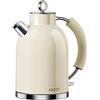 ASCOT Bollitore in acciaio inox, bollitore elettrico, regali per uomini/donne/famiglia, 1,5 litri, senza fili, protezione contro l'essiccazione, spegnimento automatico (crema)