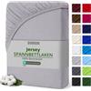 Svenson Lenzuolo con angoli elasticizzati, in jersey, 100% cotone, 180 x 200 cm, colore: argento/grigio chiaro