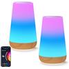 Bonsery Set di 2 lampade da comodino intelligenti, WiFi, luce silenziosa, dimmerabile, controllo tramite app di Alexa & Google Assistant, 16 milioni di colori RGB e modalità fai da te, luce notturna