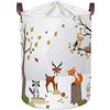 Clastyle Ceste Biancheria Bambini Animale Foresta Cestino Giocattoli Vestiti Ramo per Ragazzo Ragazza Cestino Portaoggetti per Bagno Cameretta Bucato, Cervo Volpe Procione, 40x50 cm
