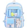 HORHEAR Zaino Kawaii per scuola ragazza borsa carina con Kawaii Stuff Bear ciondolo zaino estetica per bambini zaino scuola, blue- beige