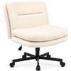 Durrafy Sedia Ufficio Senza Braccioli Beige, Sedia Trucco e Scrivania Ergonomica in Velluto a Coste, Altezza Regolabile, Girevole 360°, Seduta Ampia, Home Office, Portata 136 kg