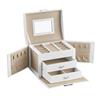SONGMICS Portagioie a 3 livelli, Portagioie con manico, 2 cassetti, Specchio, Serratura, per viaggi, Stile moderno, Regalo per i propri cari, Classico bianco/grigio ardesia/Classico nero, Regalo di